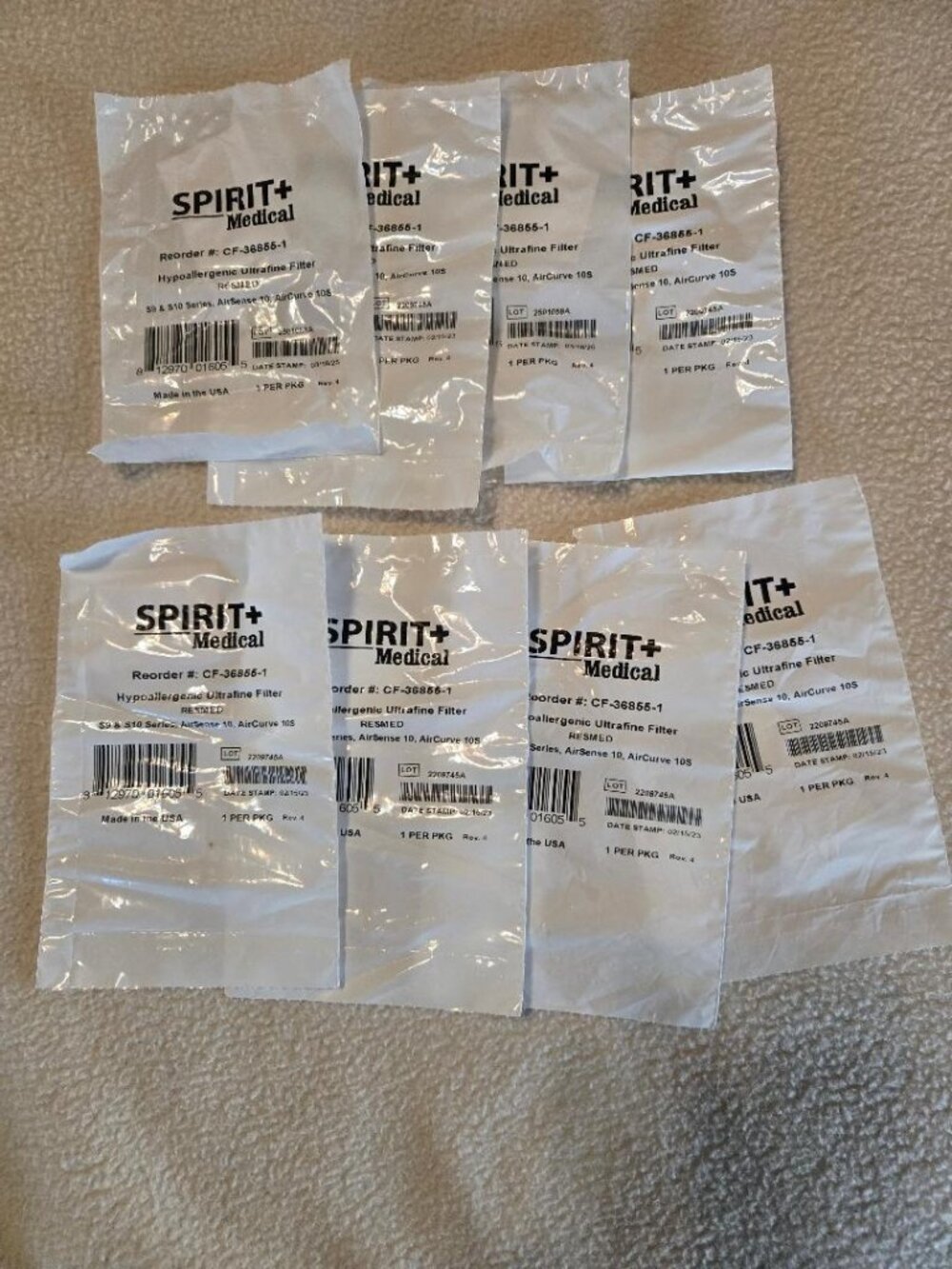 8 NIP Spirit Medical ResMed Hypoallergenic Ultrafine Filters for AirSense 10